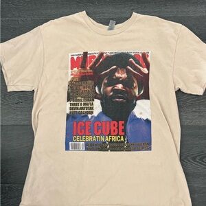 Gildan Beige Short Sleeve Tee with Ice Cube Celebratin Africa Graphic